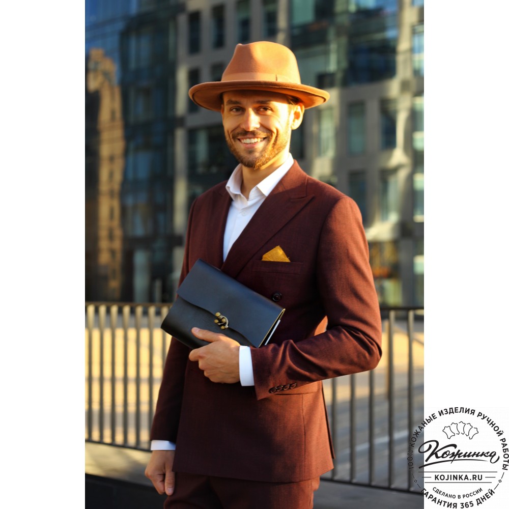 Кожаный ежедневник  "Квентин" (чёрный)